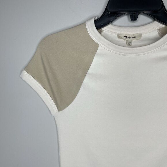 MADEWELL Baby Tee Women XXS Antique Cream NEW Raglan Sleeve Shrunken Fit NP844 - Picture 5 of 14